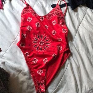 NWOT red bandana one piece bathing suit